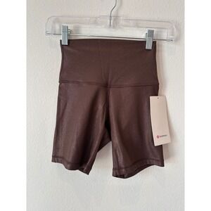Lululemon Align Rib HR Short 6 Shine Roasted Brown Ribbed Nulu LW7CWUS Size 2